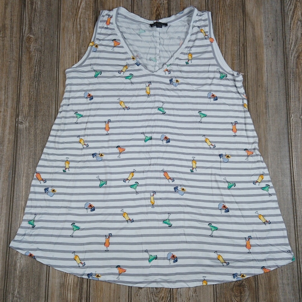 Lane Bryant V Neck Striped Flowy Lightweight Tank Top Blouse